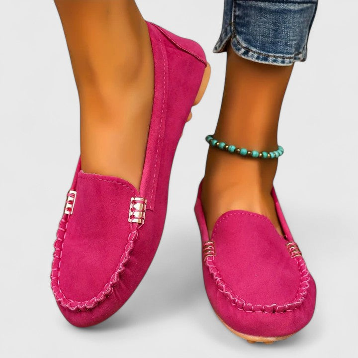 Women's Metal Accent Support Loafers – Pink