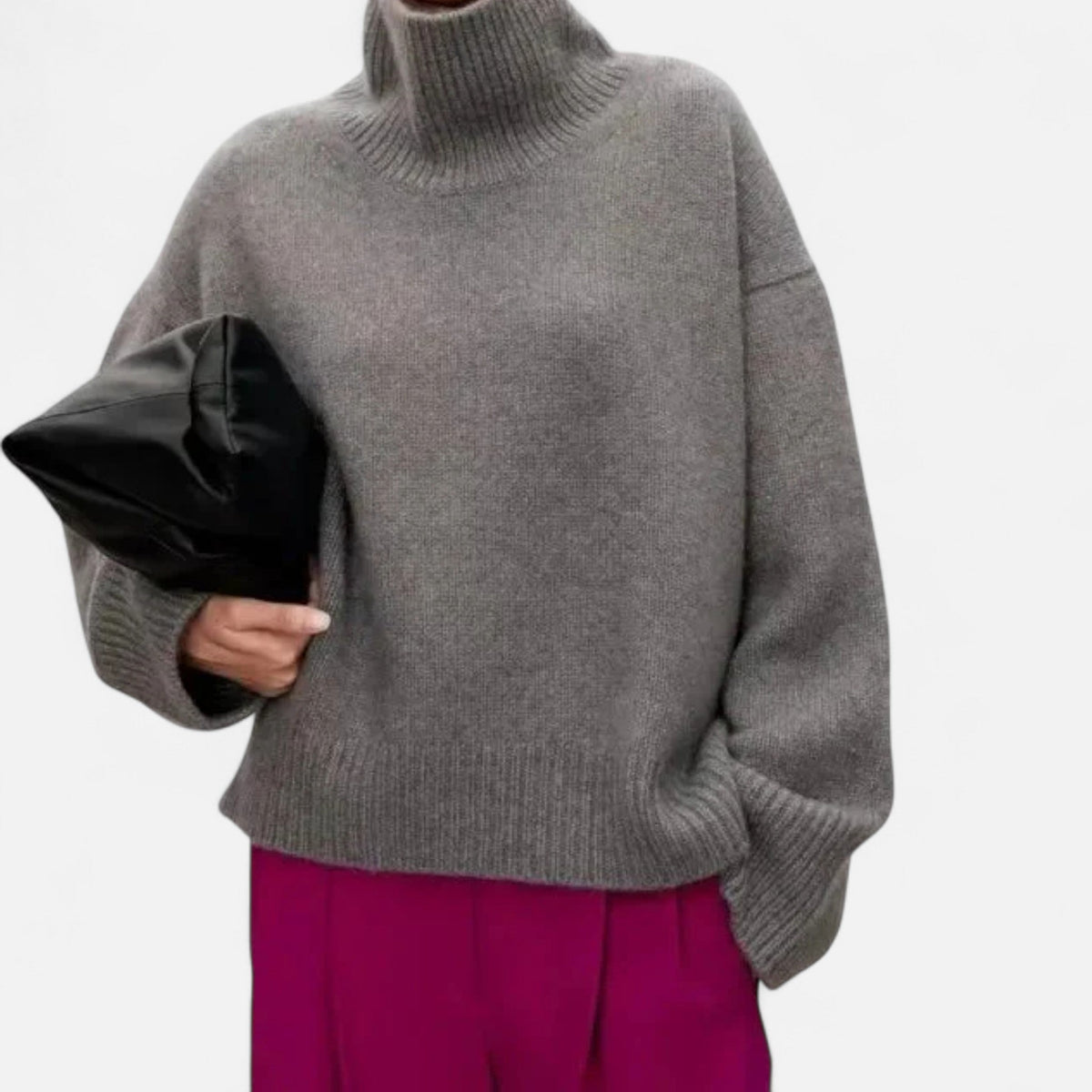 Women's Wool Roll-Neck Pullover – Gray