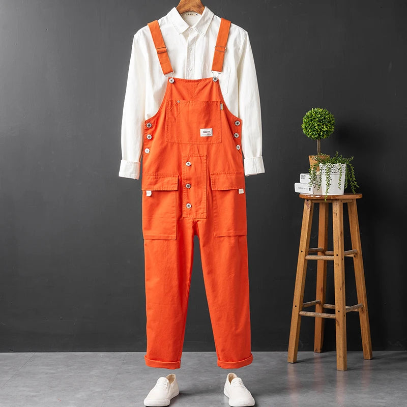 Men's Utility Cargo Bib Overalls for Fall – Orange