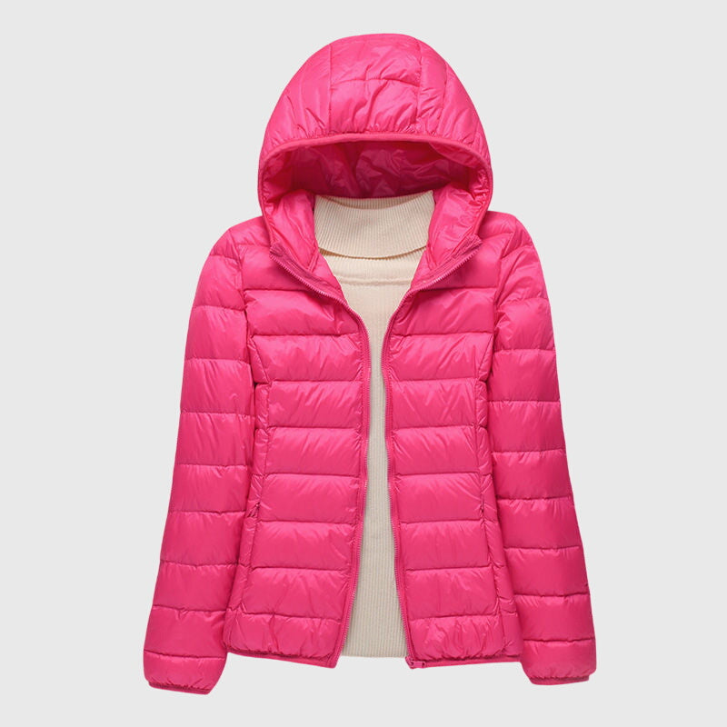 Women's Ultra-Light Hood-Detail Padded Jacket – Pink