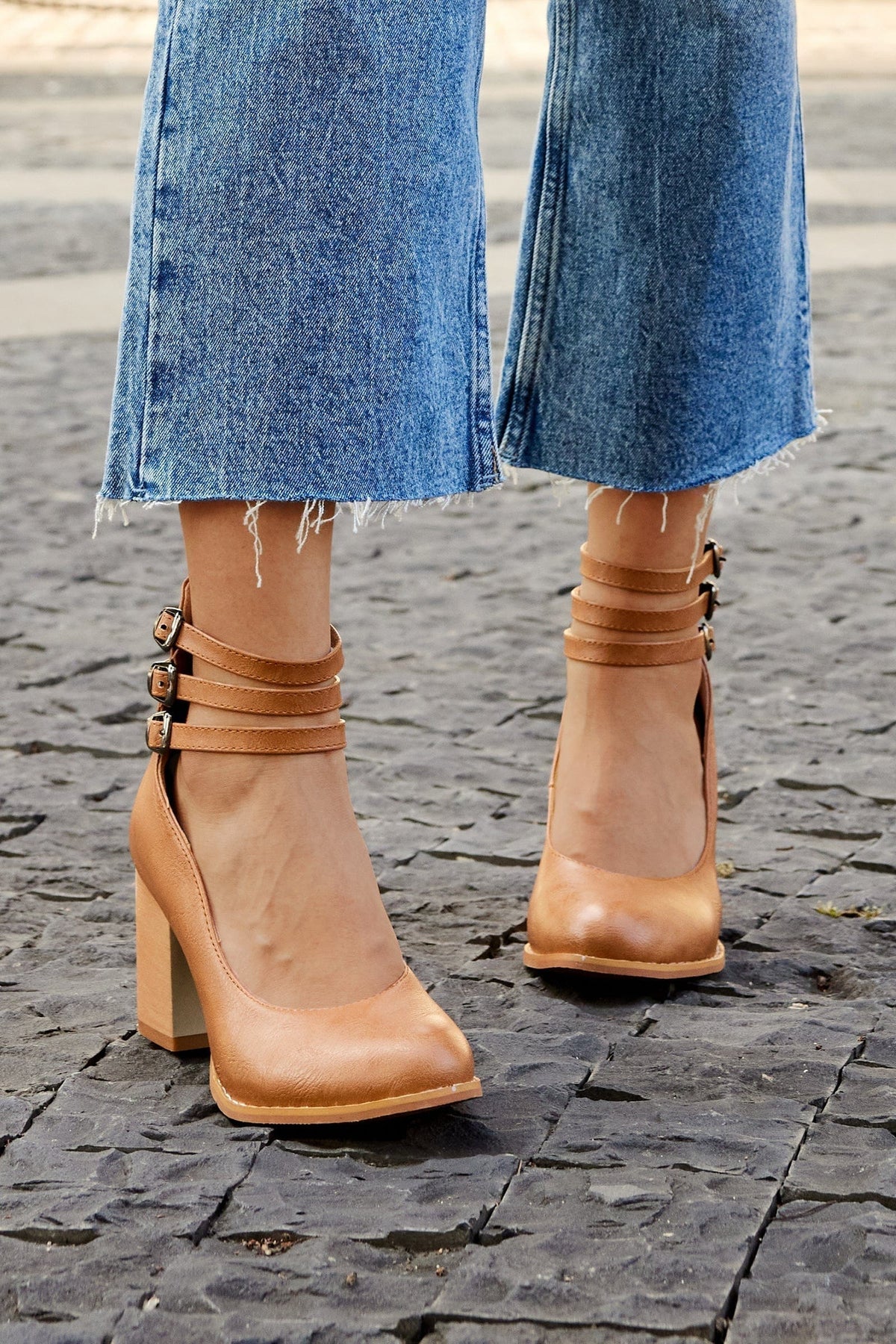 Women's Triple Buckle-Detail Block-Heel Booties – view 3