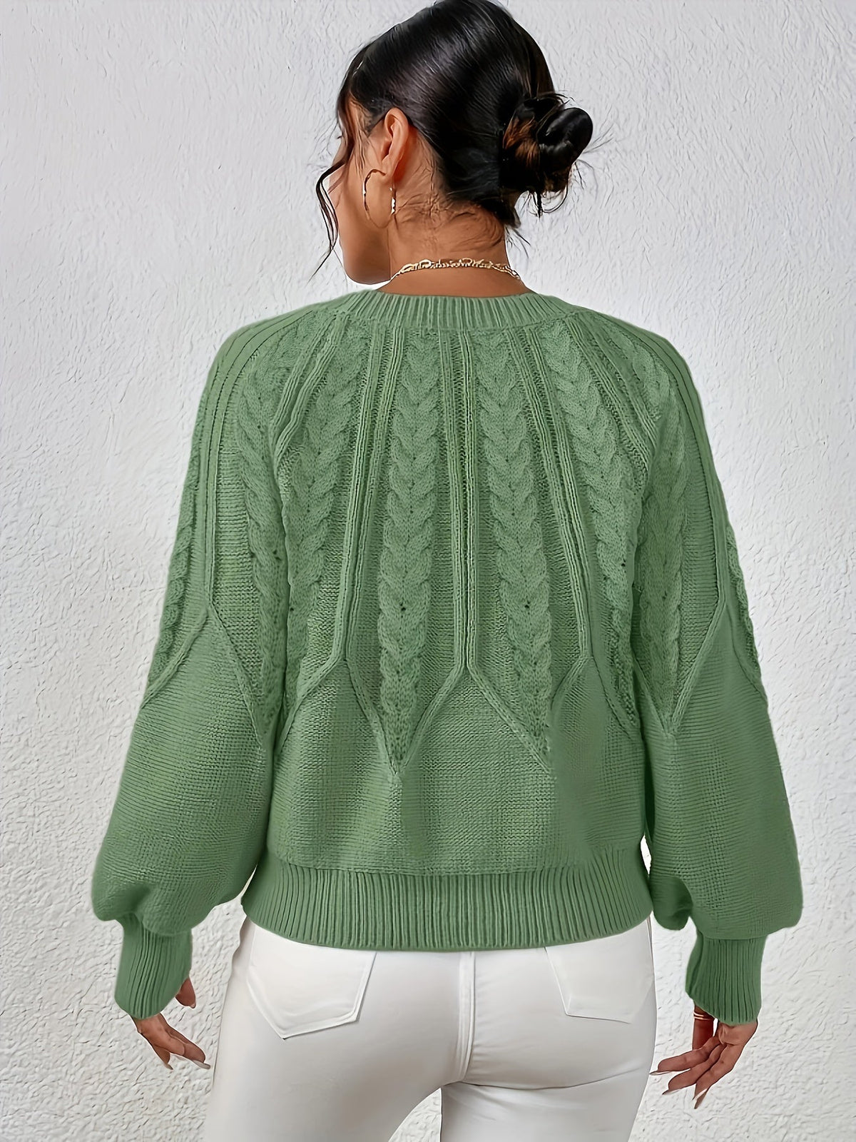 Women's Cable-Stitch Lantern Sleeve Pullover – view 1