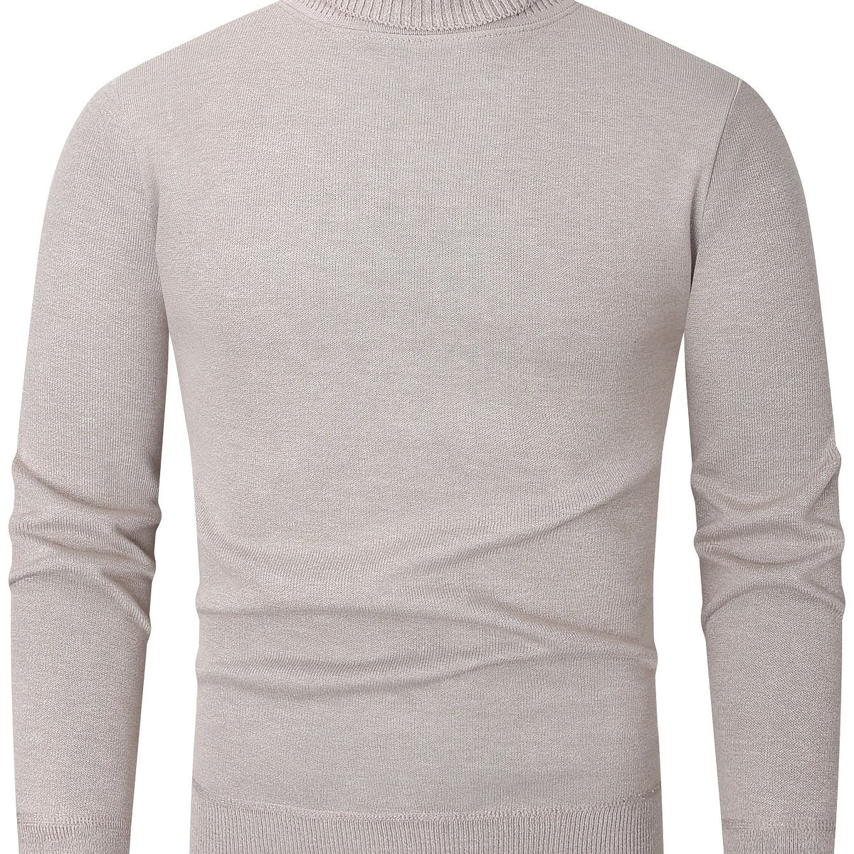 Men's Lined Roll Neck Knit Pullover for Winter – Light Beige