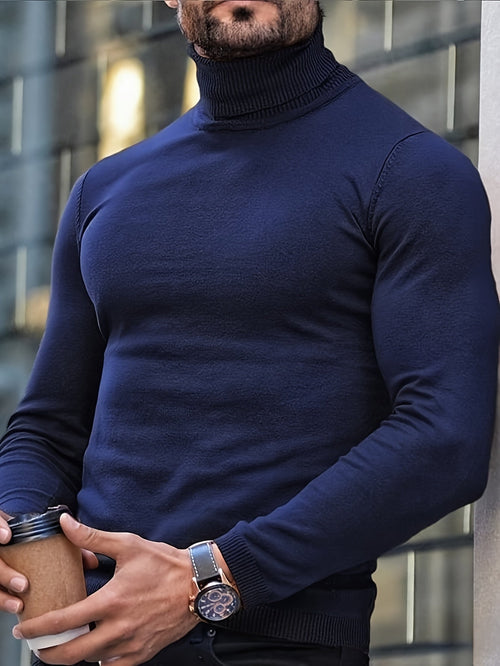 Men's High Neck Fitted Roll-Neck Knit Pullover – view 2