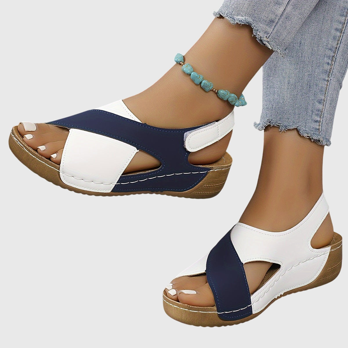Women's Support Sandals with Adjustable Straps – Blue
