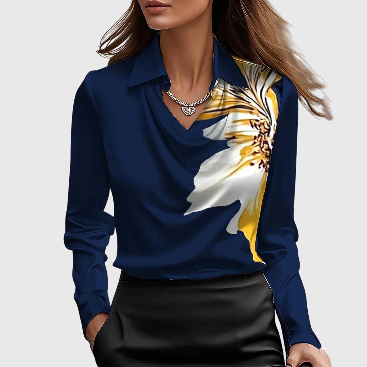 Women's Satin-Finish Cowl-Neck Blouse – view 8