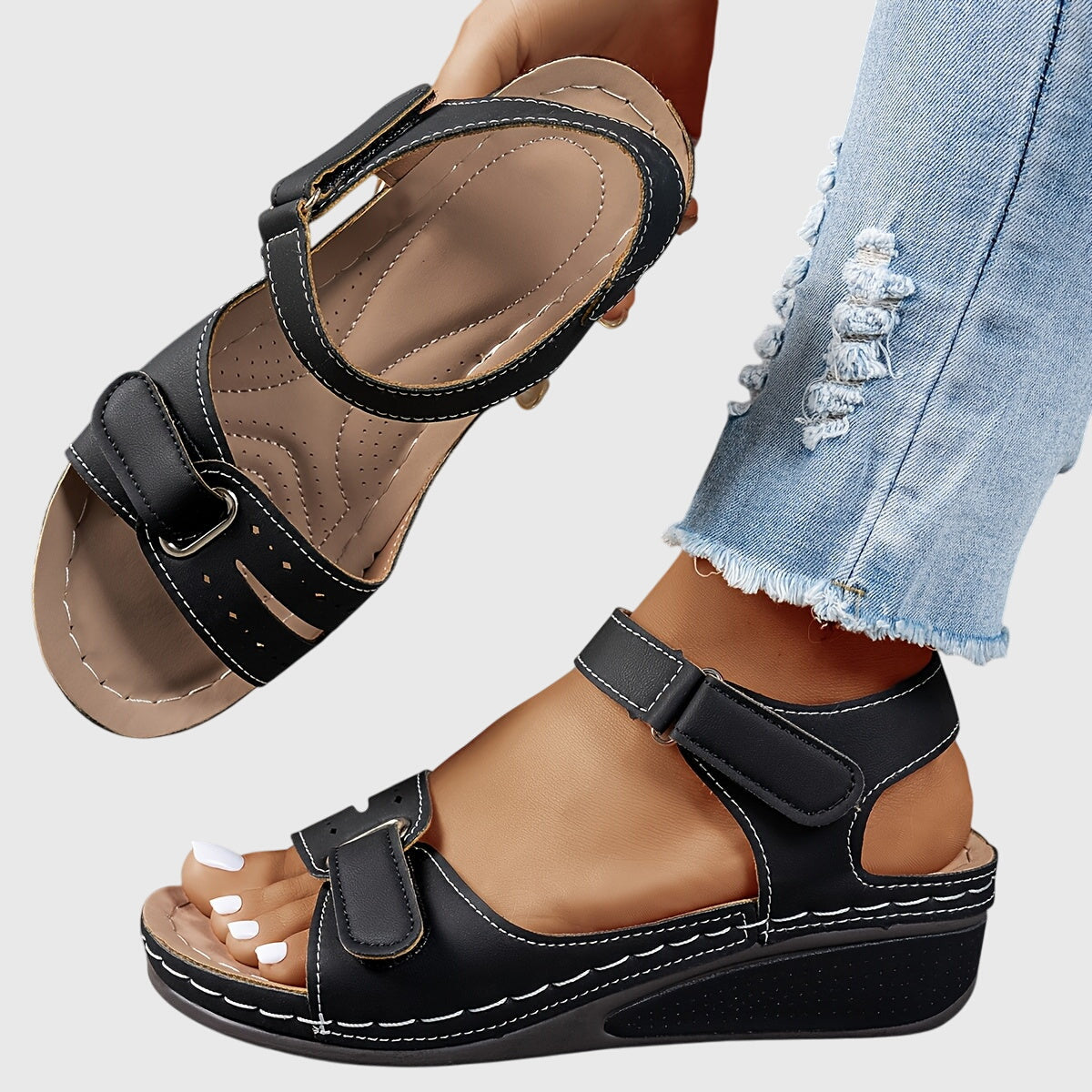 Women's Support Stretchy Comfort Sandals – Black