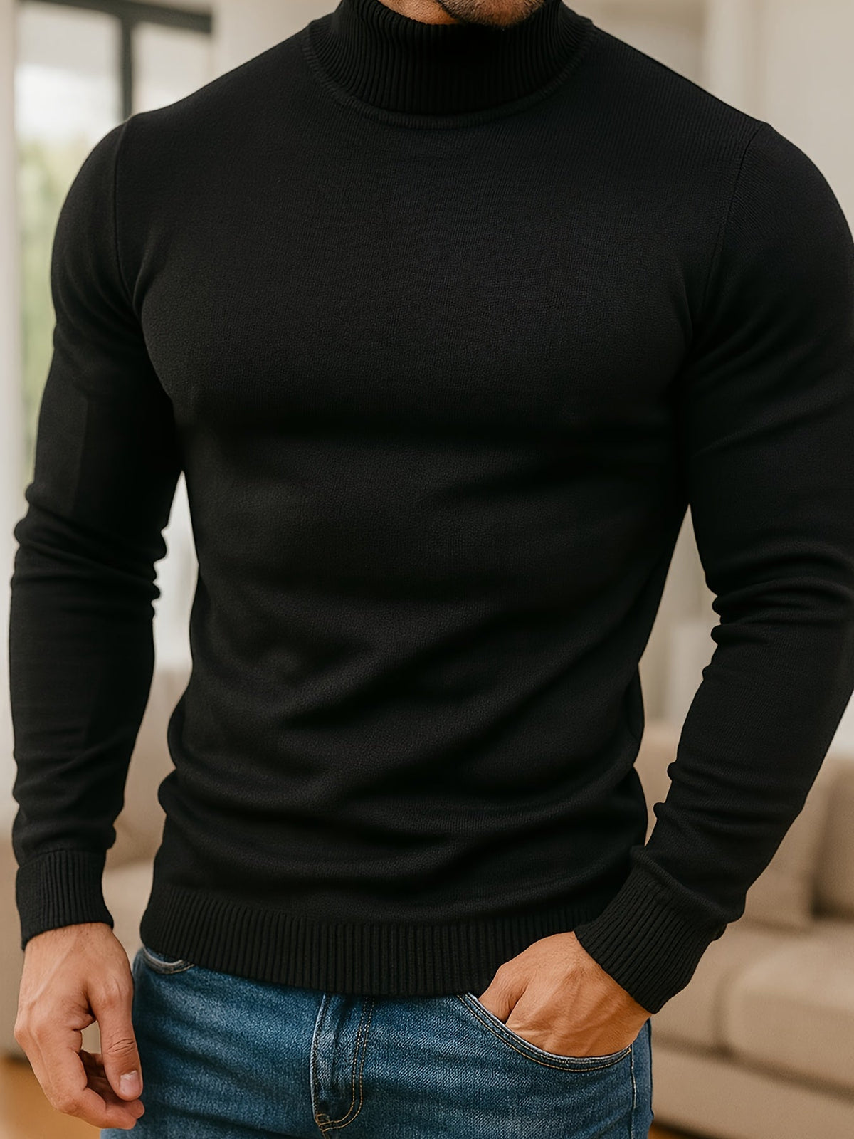 Men's Rib-Knit Roll-Neck Knit Pullover – view 6