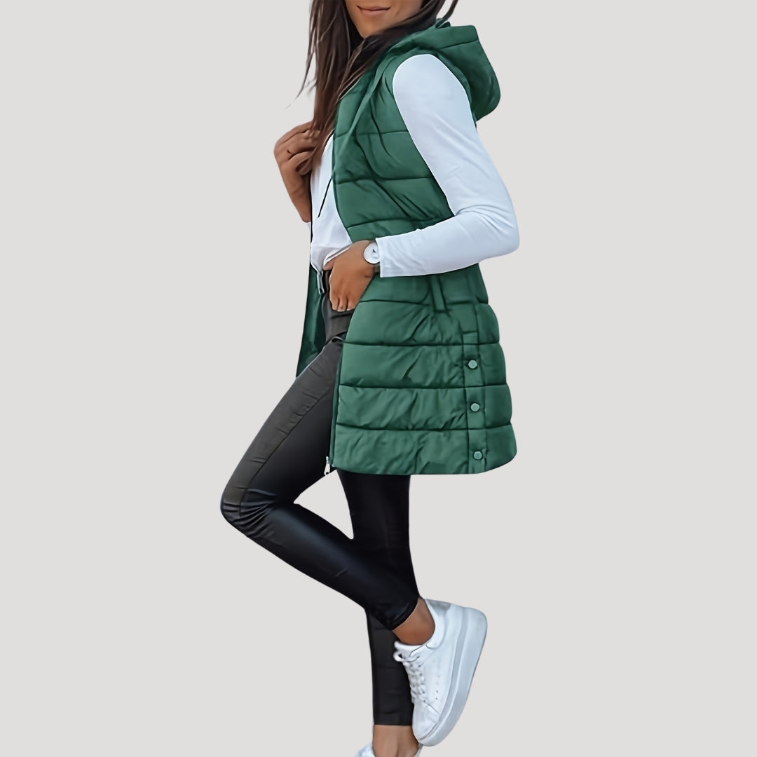 Women's Padded Hood-Detail Longline Vest – view 6