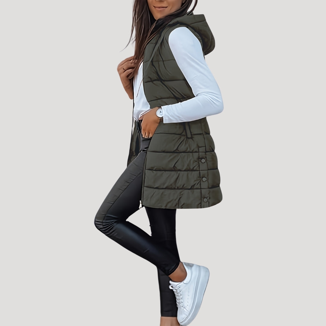 Women's Padded Hood-Detail Longline Vest – view 7