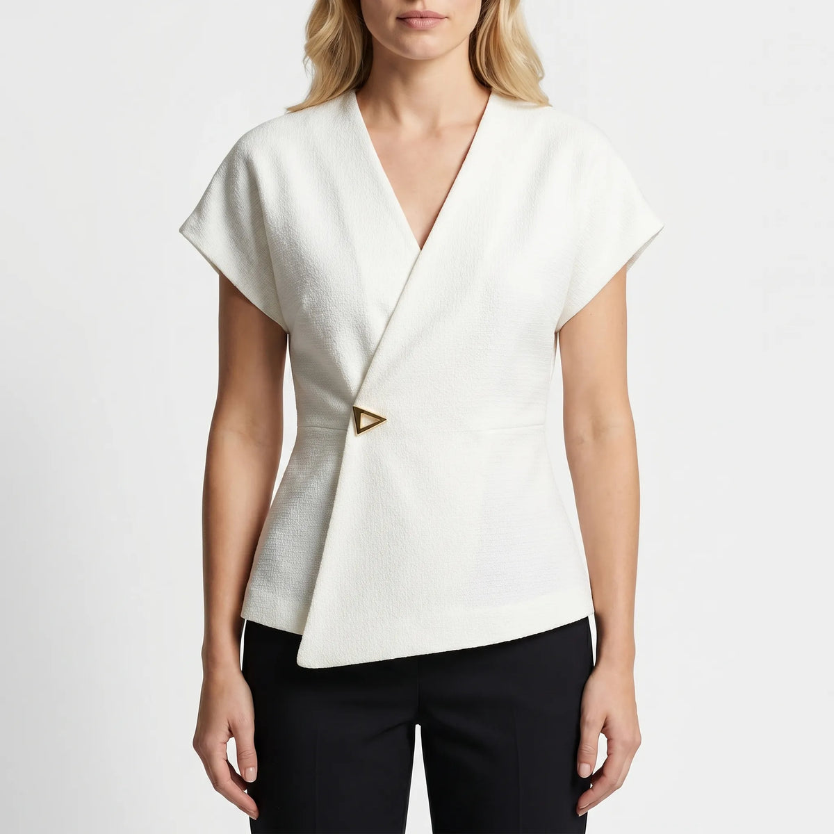 Women's Clasp Wrap-Style Blouse – Ivory