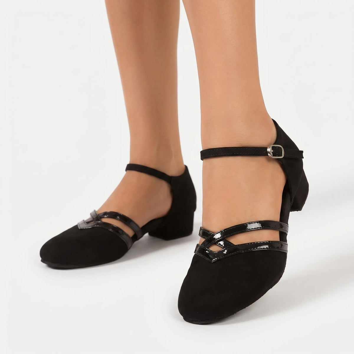 Women's Ankle Strap Dance Heels for Layering – Black