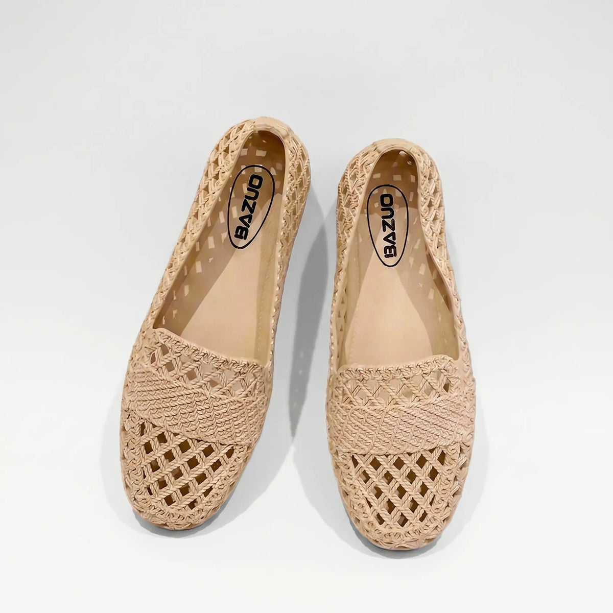 Women's Woven Cutout Flats for Layering – Apricot