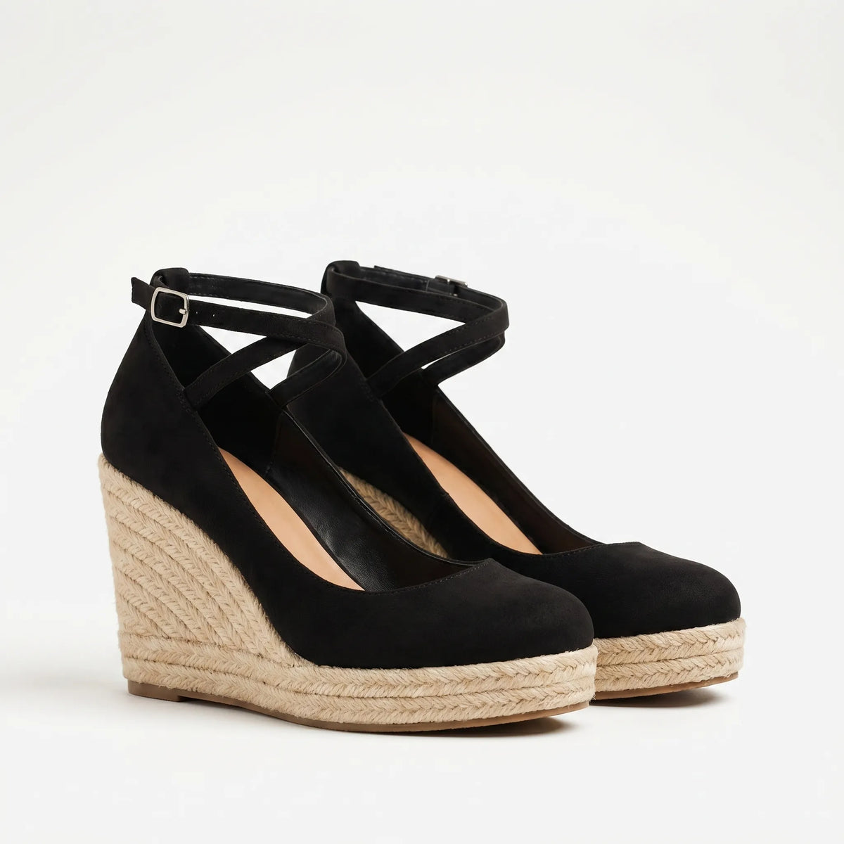 Women's Espadrille Wedge-Heel Heels – Black