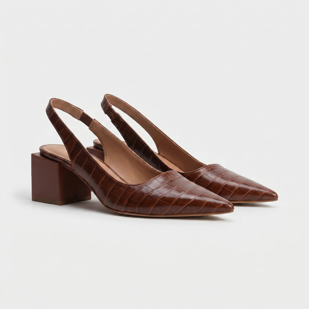 Women's Pointed-Toe Slingback Heels for Walking – Dark Brown