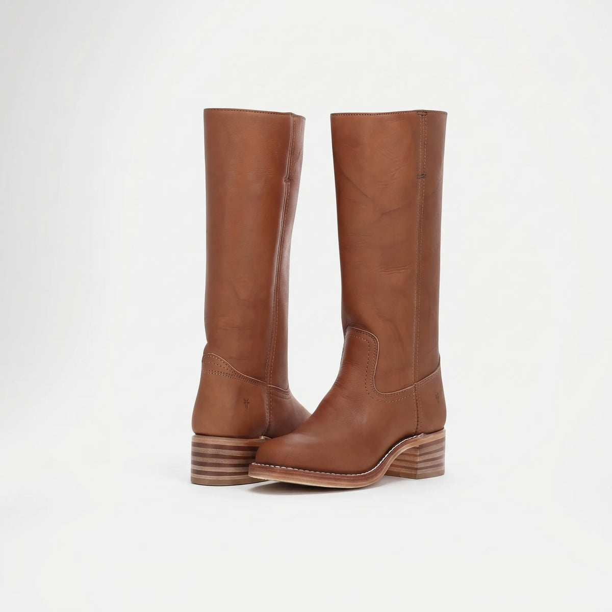 Women's Square-Toe Leather Knee High Boots for Layering – Brown