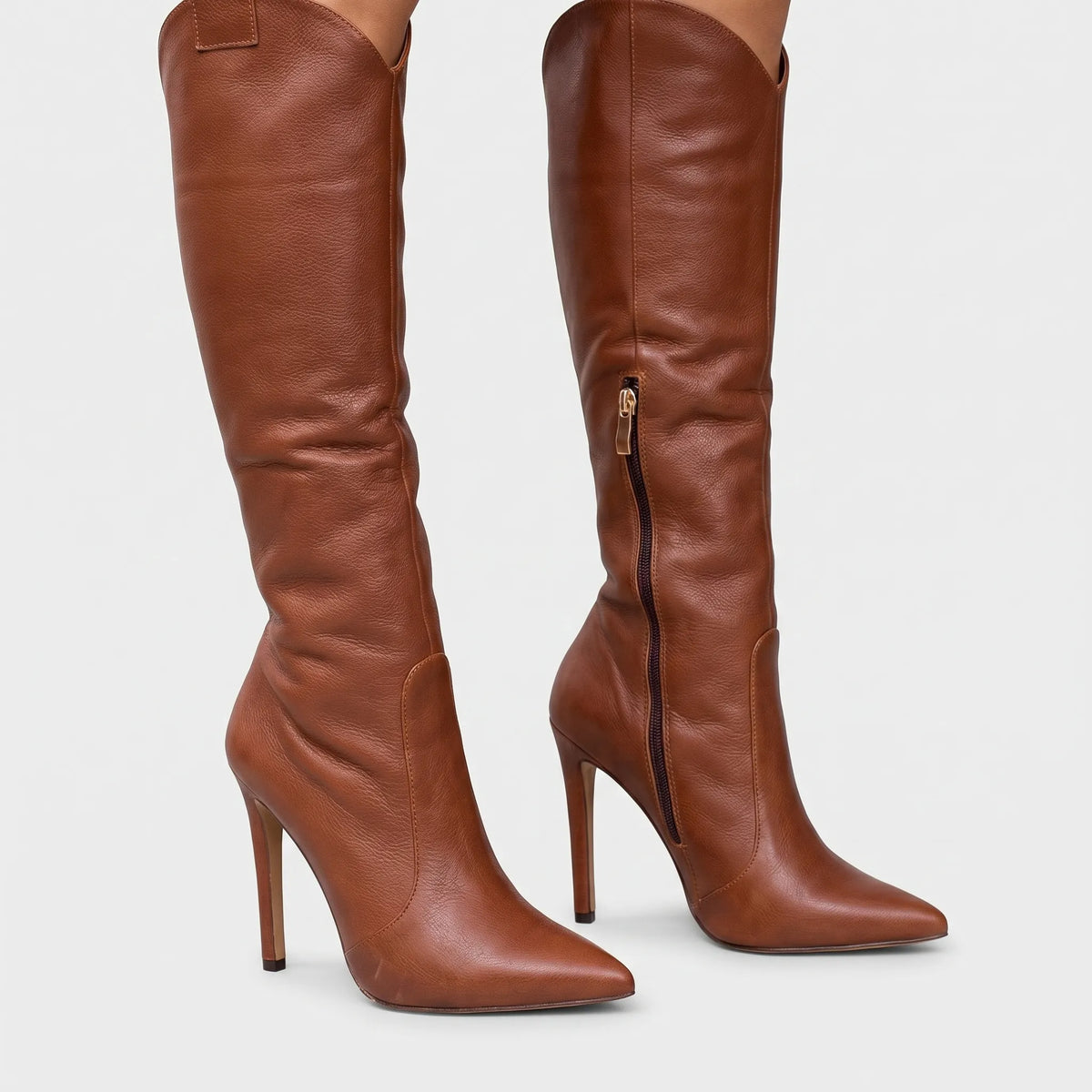 Women's Stiletto Knee High Boots – Brown