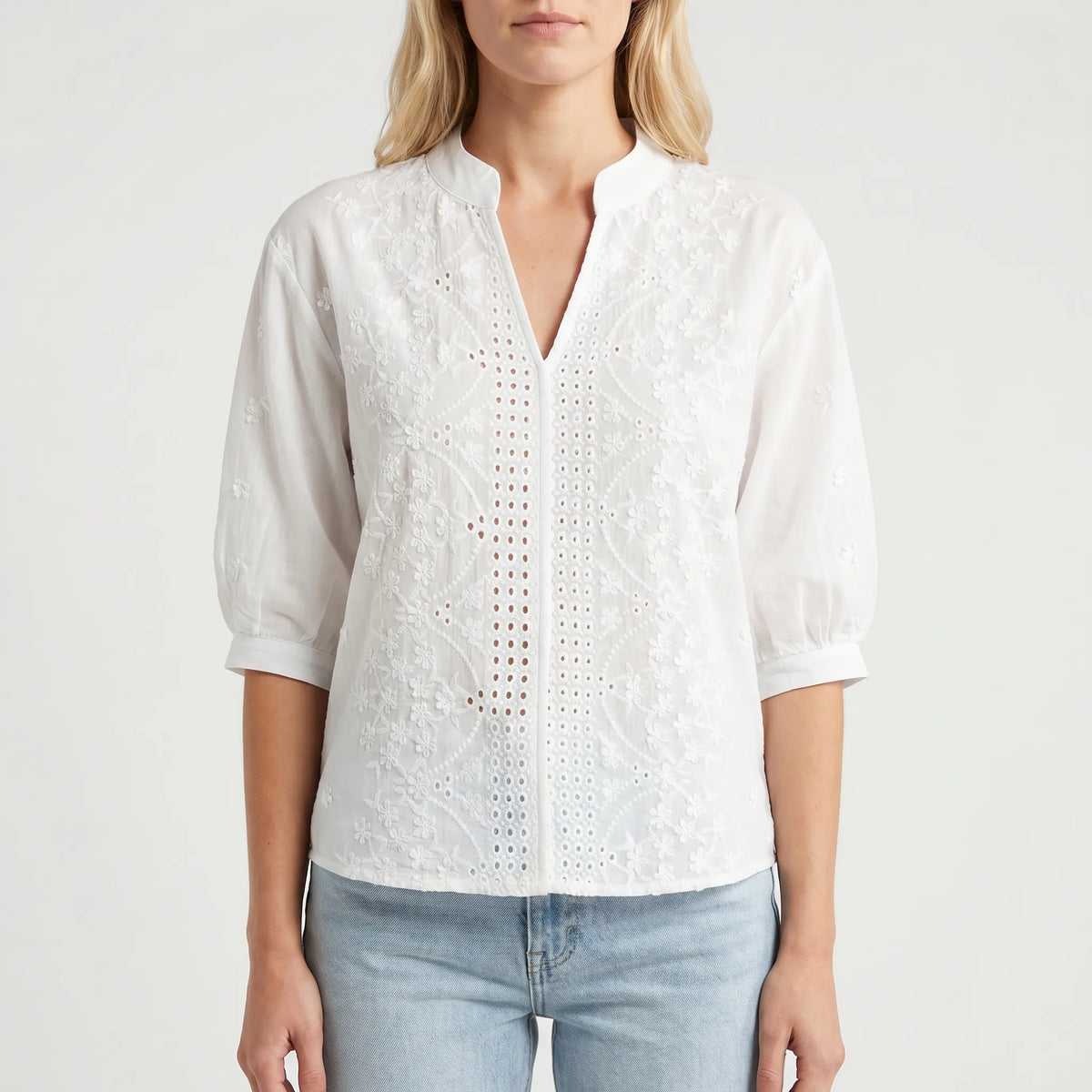 Women's Warm-Weather V Neck Blouse – White