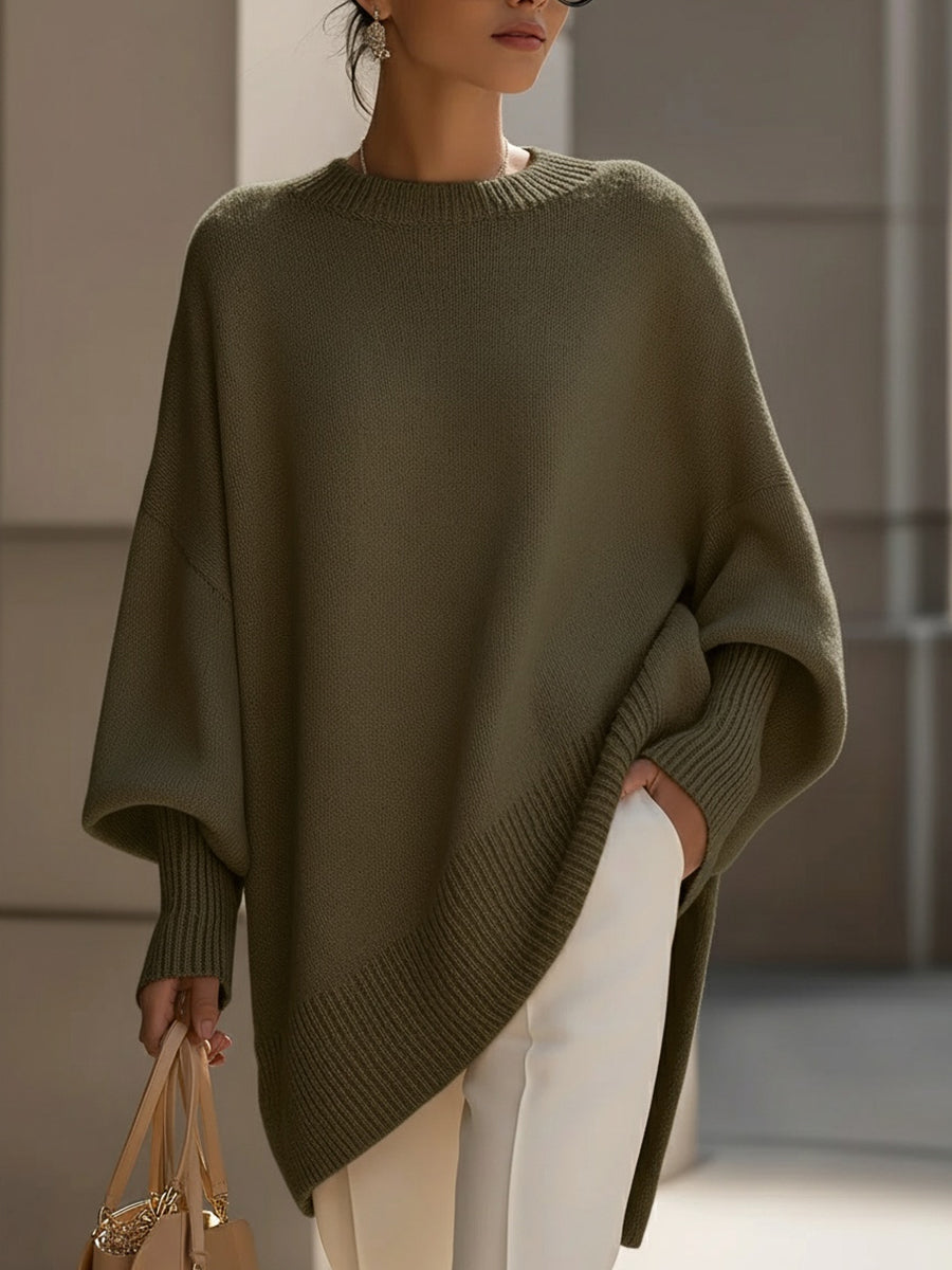 Women's Relaxed-Fit Knit Pullover – Olive Green