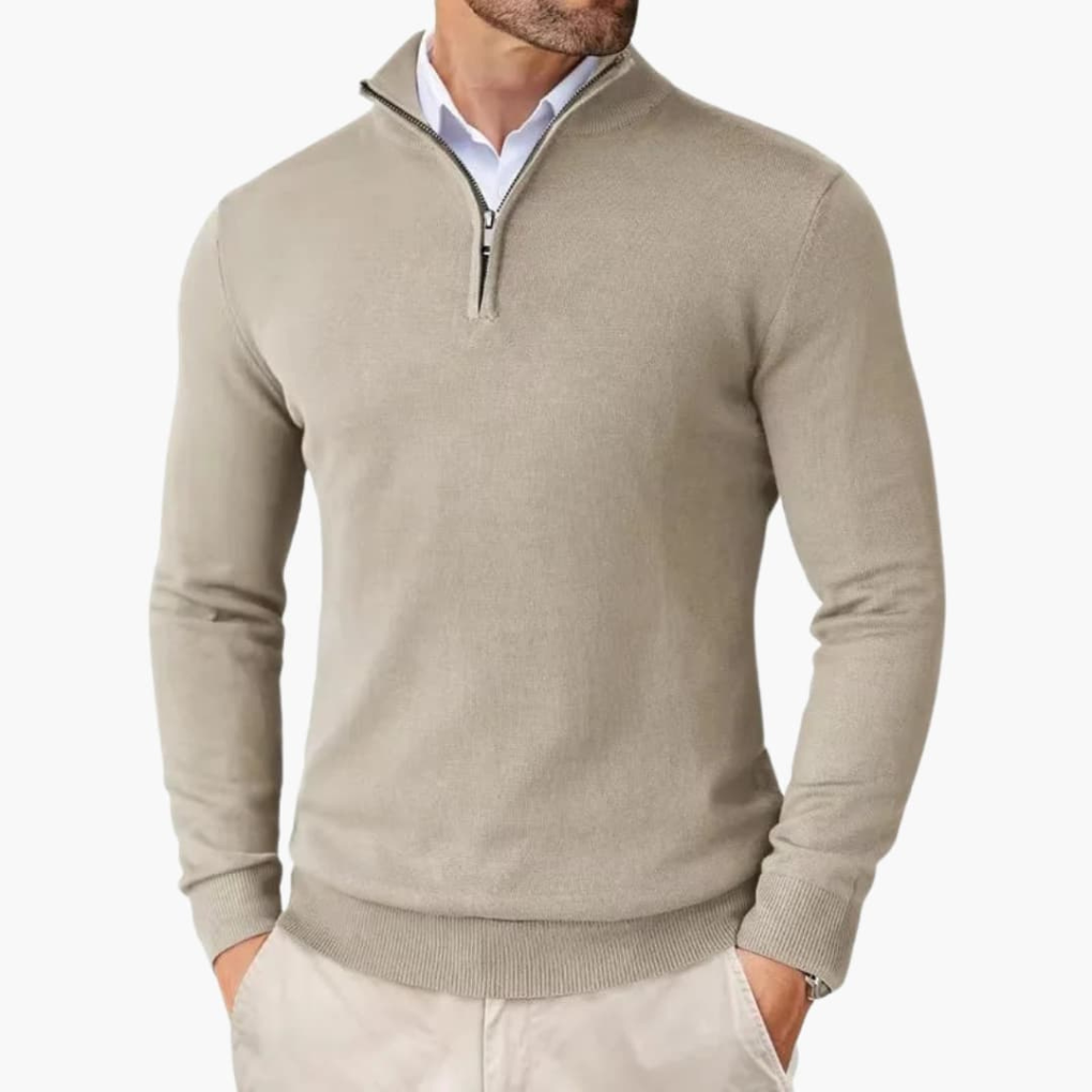 Men's Smooth Knit Quarter-Zip Pullover Top for Layering – view 7