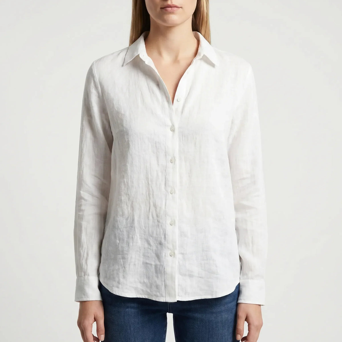 Women's Warm-Weather Button Up Blouse – White