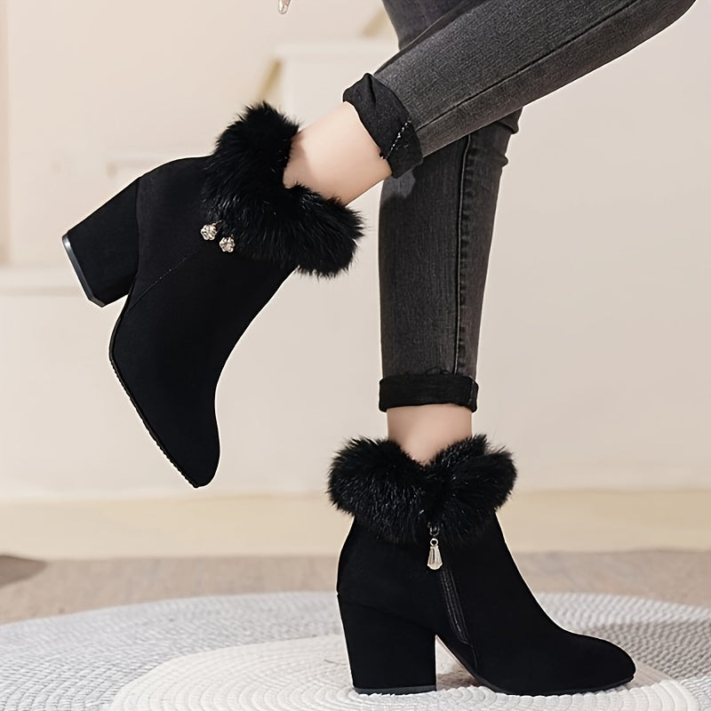 Women's Plush-Trim Pointed-Toe Booties – view 4