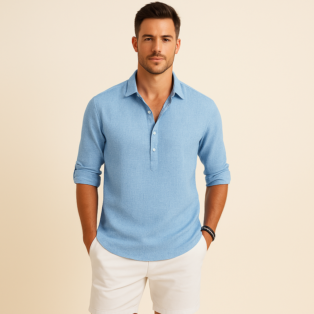 Men's Oversized Long Sleeve Polo Shirt – view 1