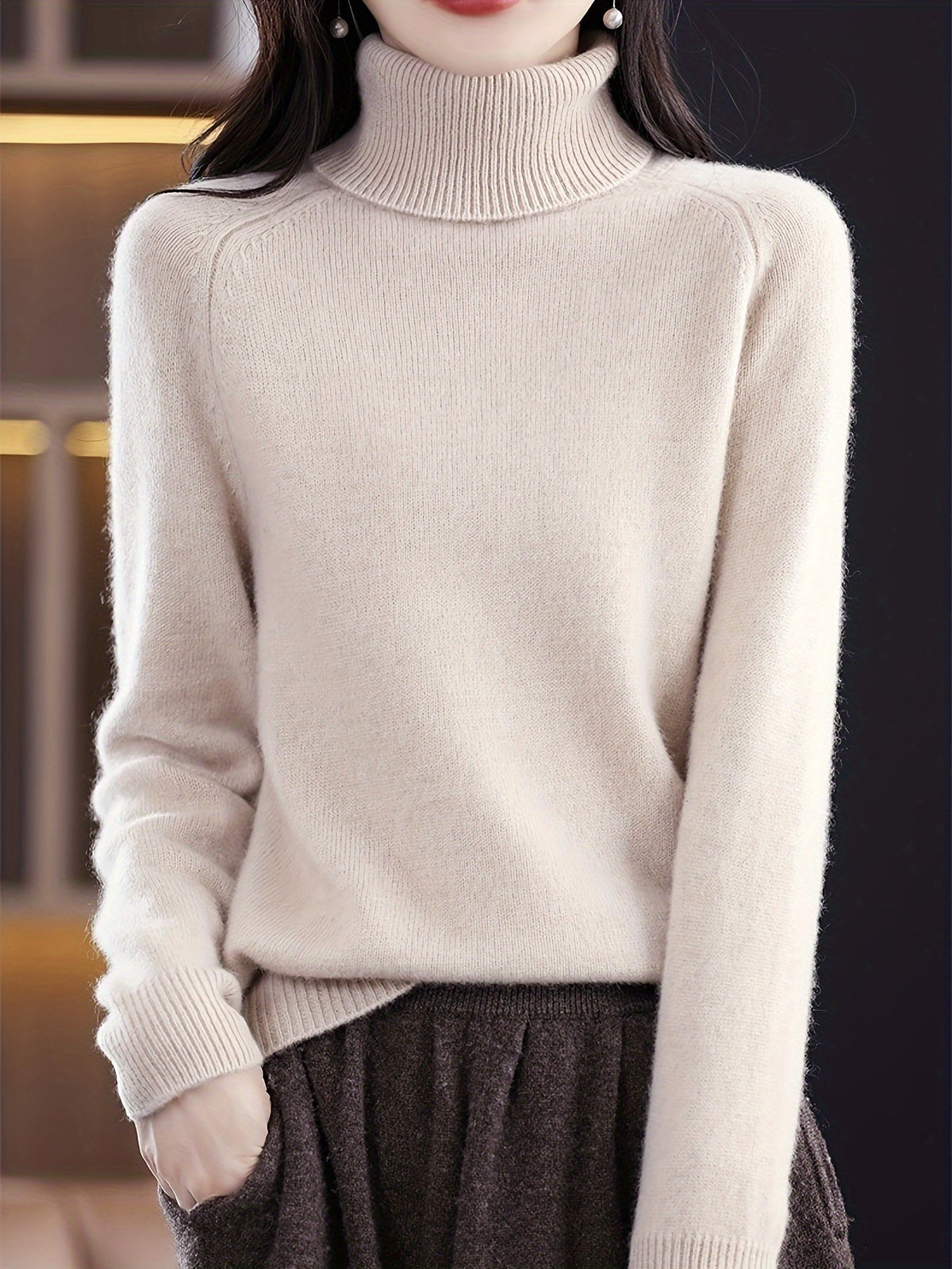 Women's Plush Knit Easy-Fit Roll-Neck Pullover – view 5
