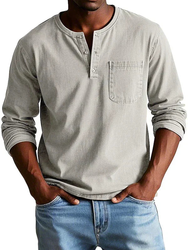 Men's Long Sleeve Henley Shirt for Work – view 6