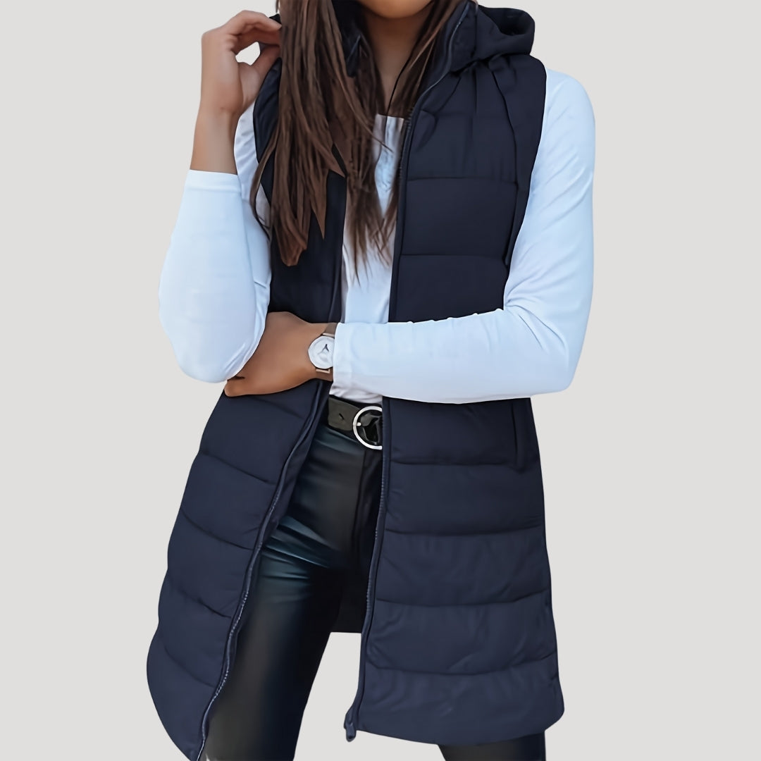 Women's Padded Hood-Detail Longline Vest – view 8
