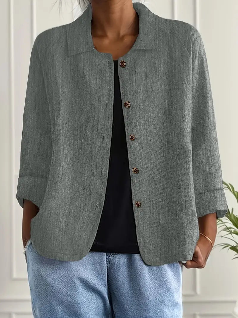 Women's Light-Weight Button Front Jacket – Gray