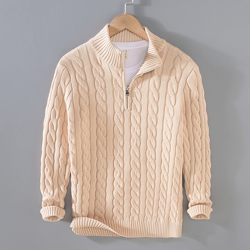 Men's Plush Light-Weight Knit Crewneck Pullover – Beige