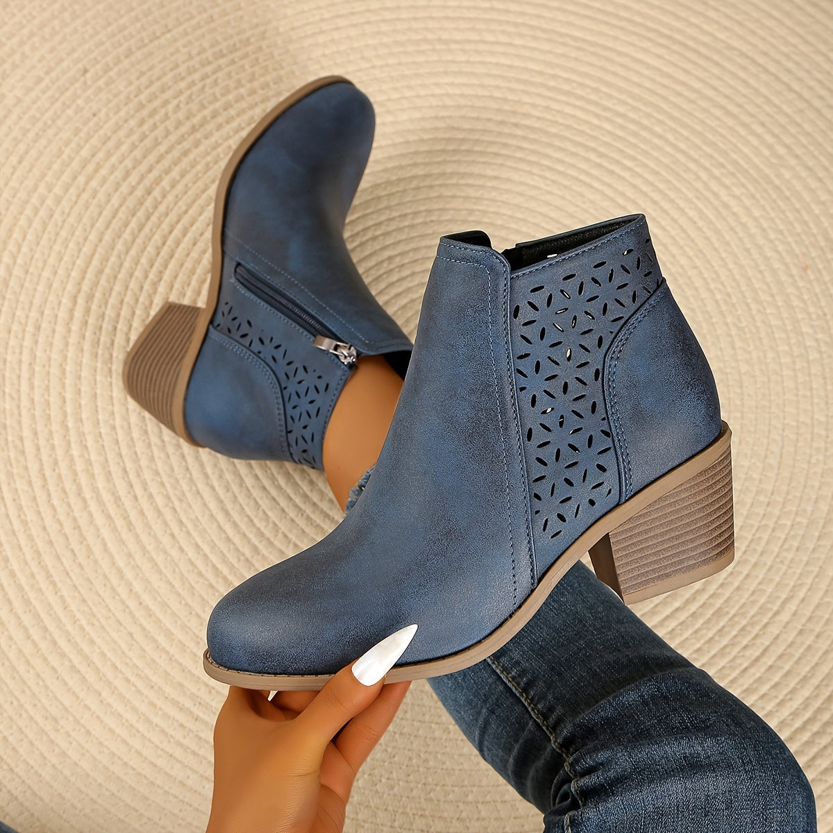 Women's Support Laser-Cut Boots – Blue
