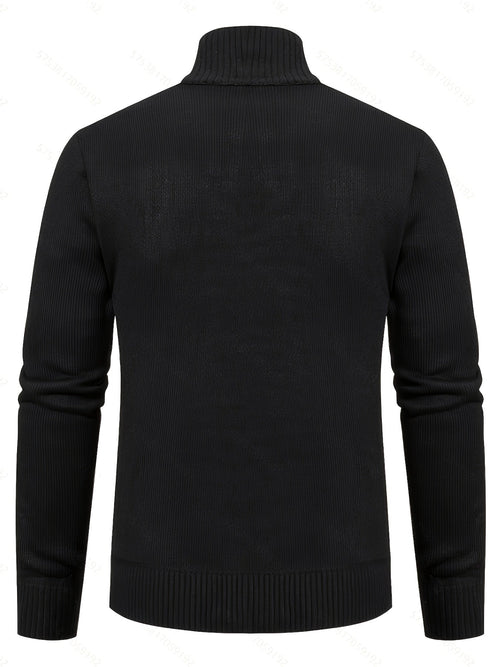 Men's Cable-Stitch Stand Collar Zip-Front Knit Cardigan – view 2