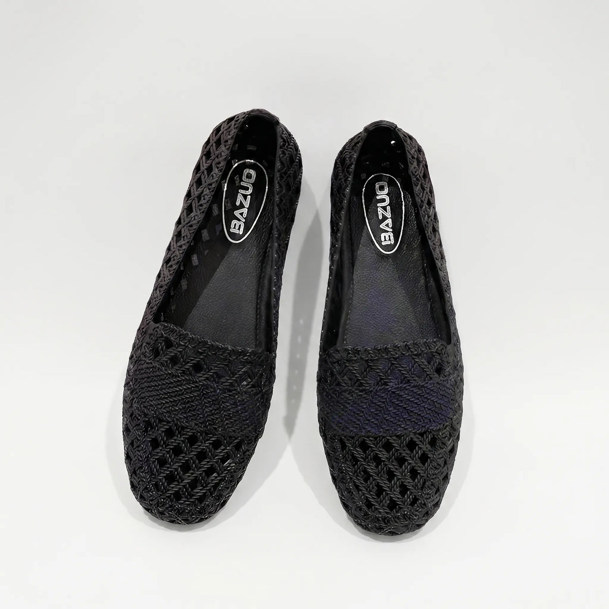 Women's Woven Cutout Flats for Layering – Black
