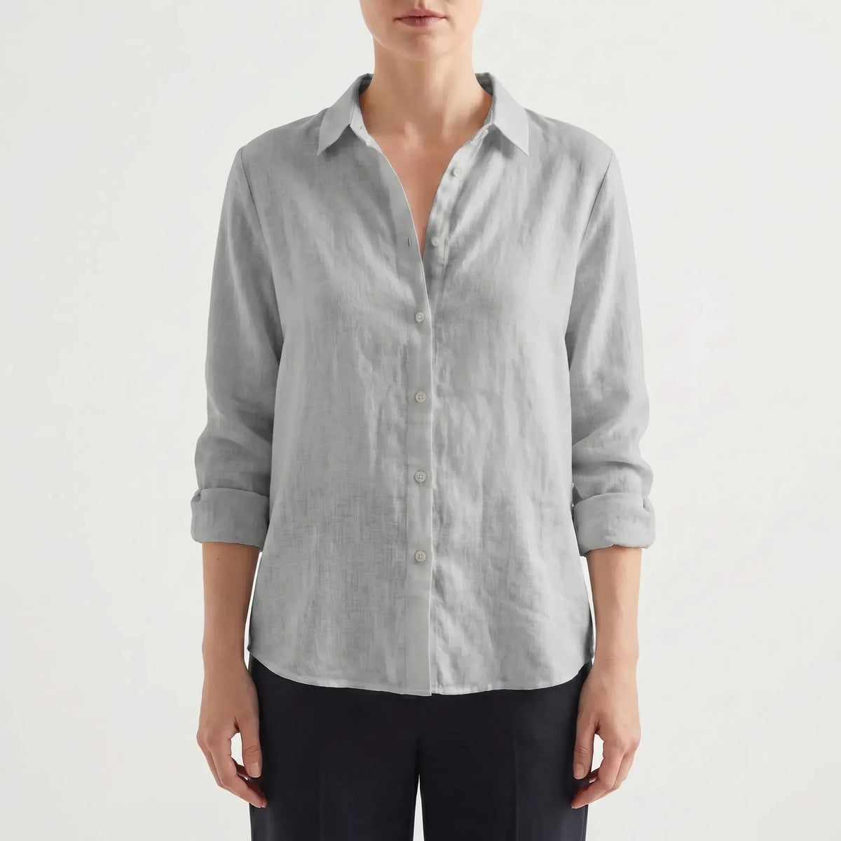 Women's Warm-Weather Button-Front Blouse – Gray