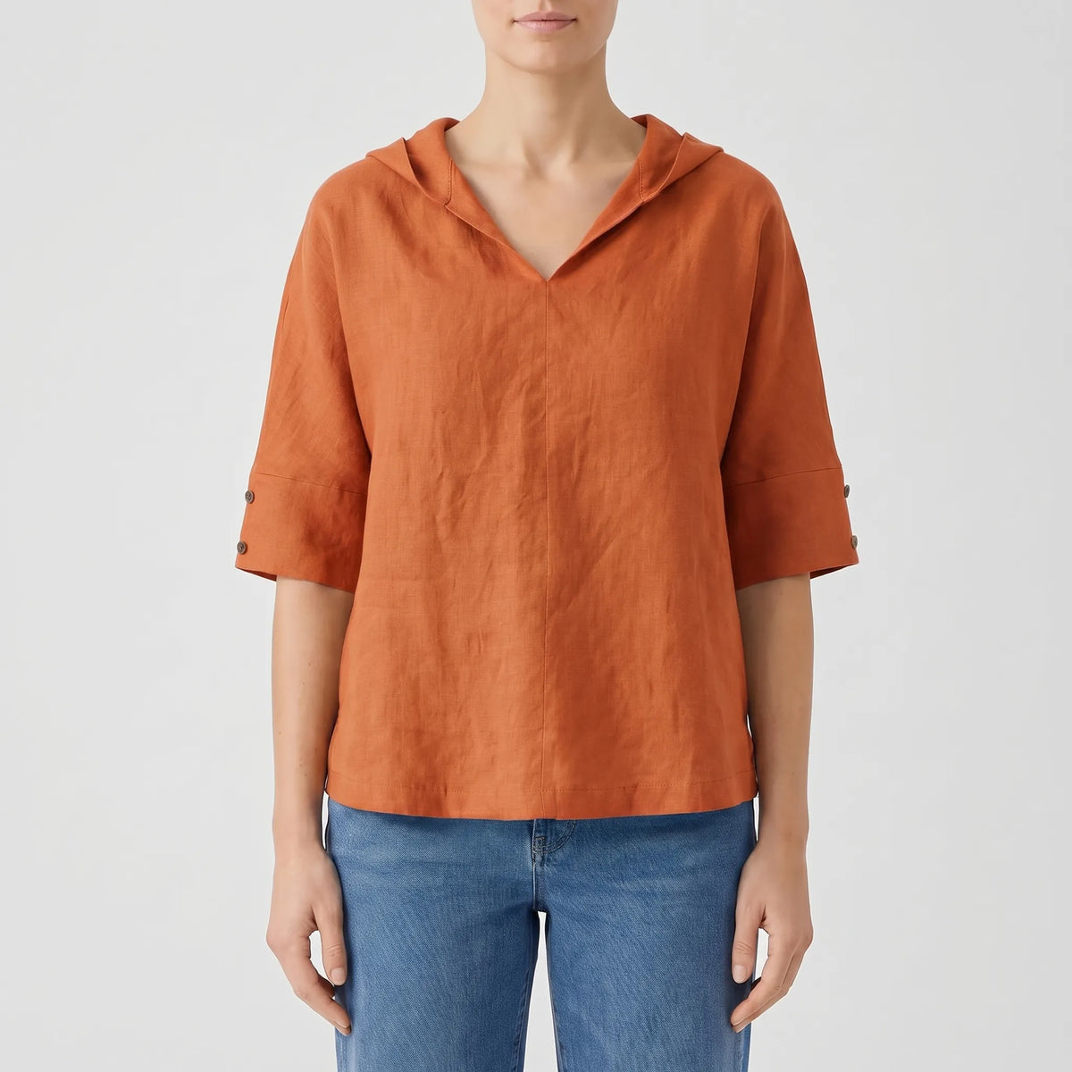 Women's V Neck Everyday Top – Orange