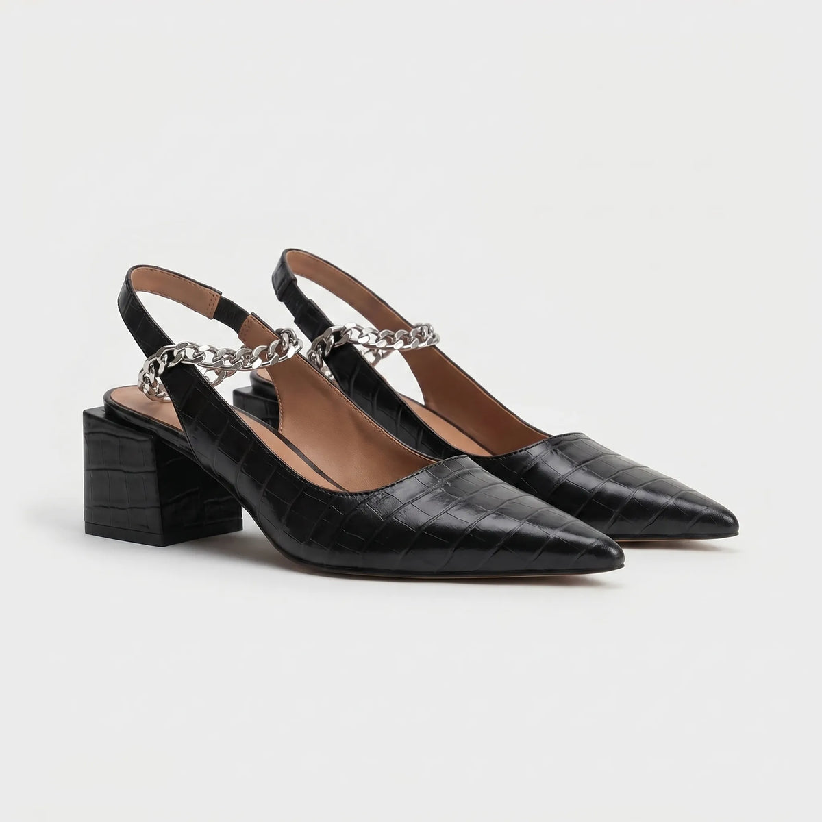 Women's Pointed-Toe Slingback Heels for Walking – Black