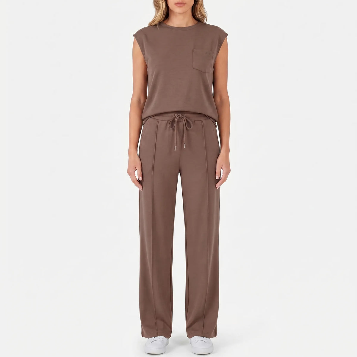 Women's Top and Pants Set for Work – Brown