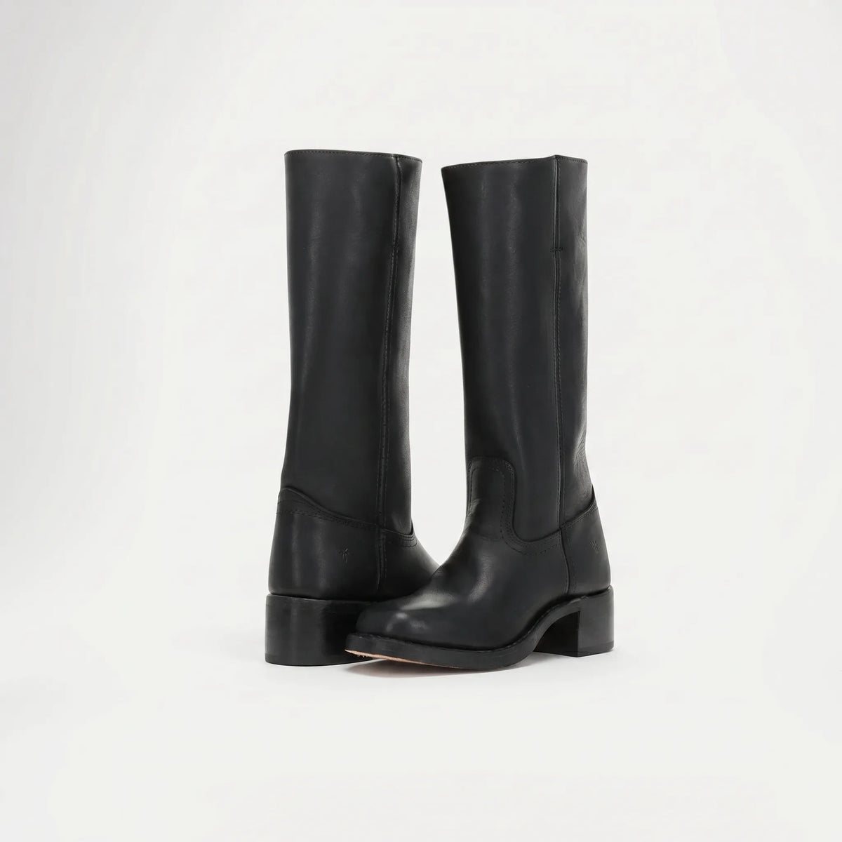 Women's Square-Toe Leather Knee High Boots for Layering – Black