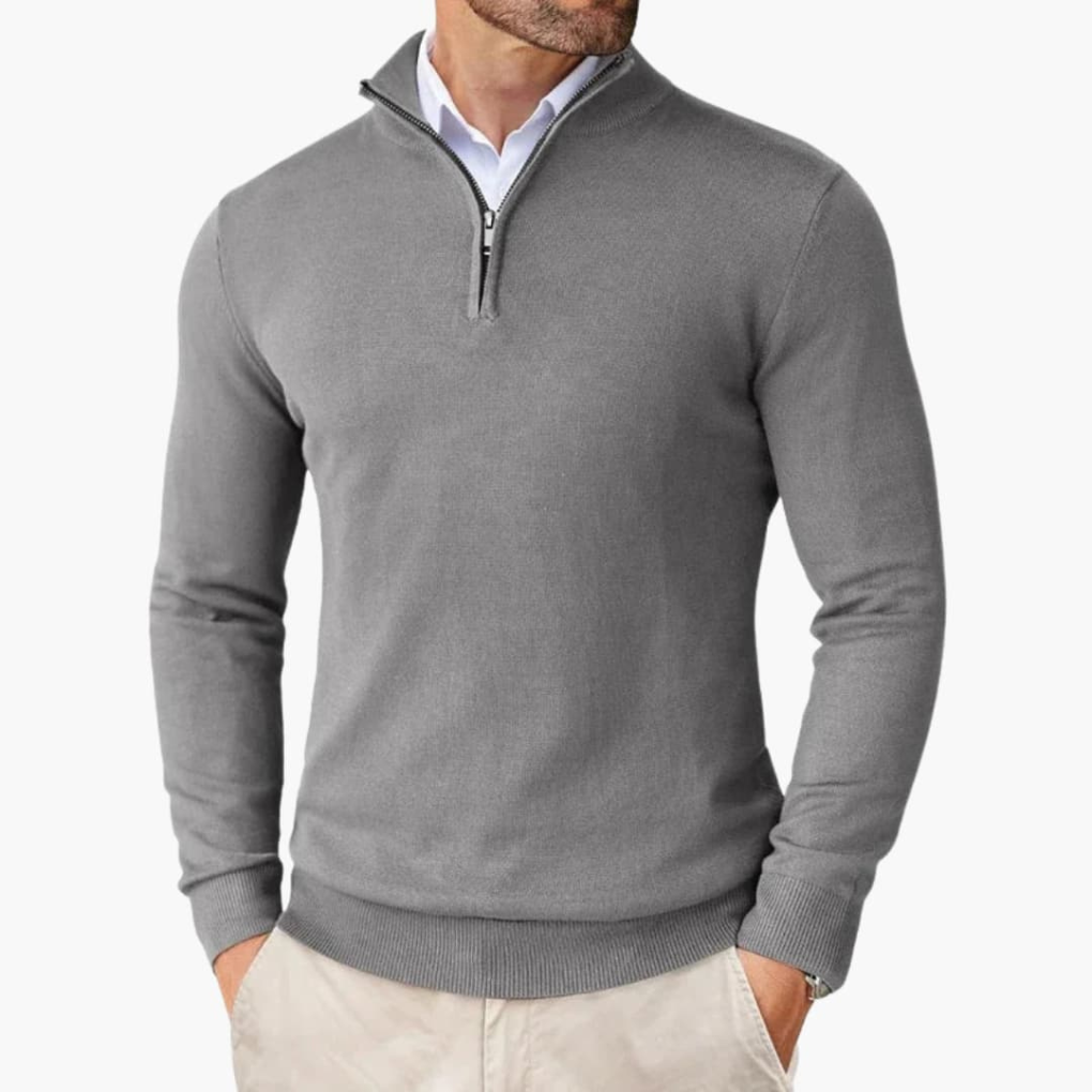 Men's Smooth Knit Quarter-Zip Pullover Top for Layering – view 6