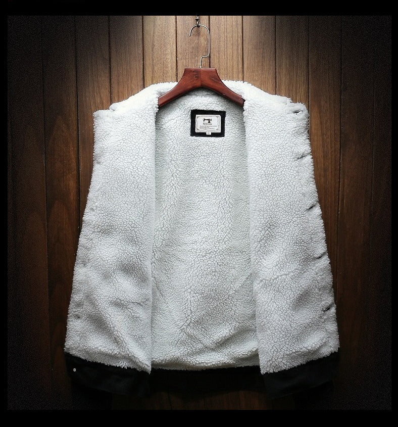 Men's Fur-Trimmed Button-Front Denim Jacket – view 4