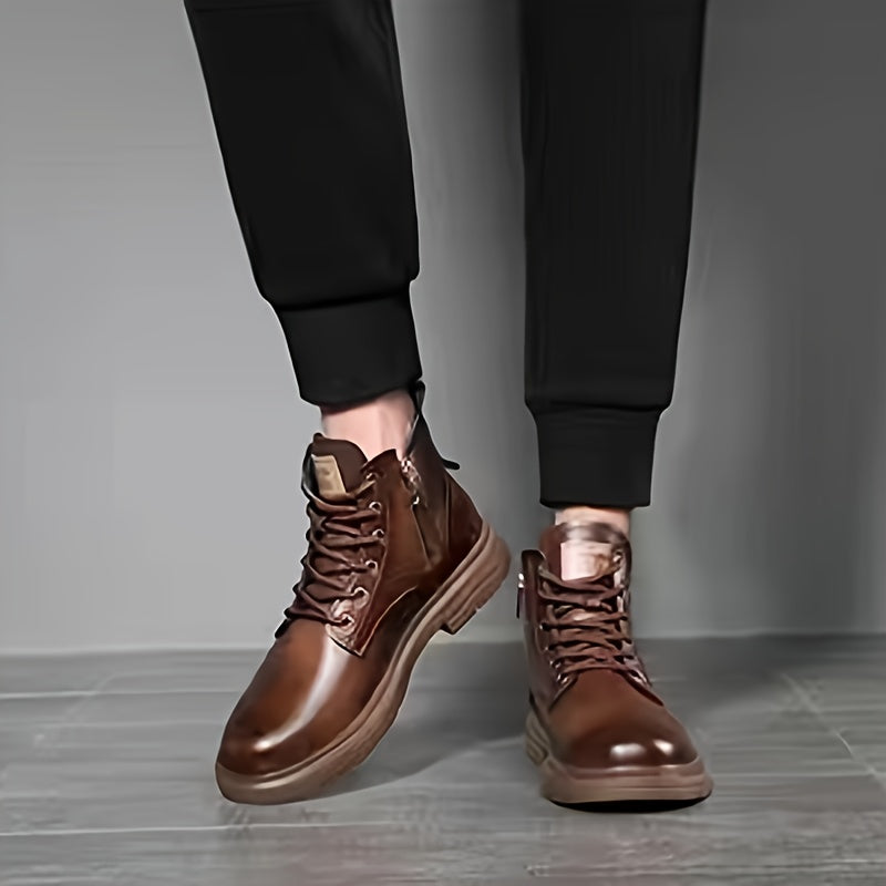 Men's Plush-Lined High-Top Boots for Weekends – Dark Brown