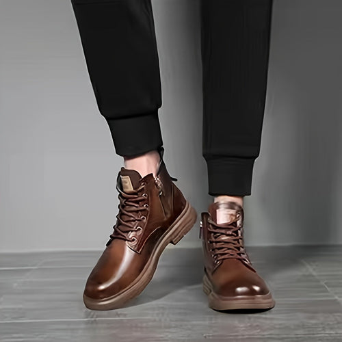 Men's Plush-Lined High-Top Boots for Weekends – Dark Brown