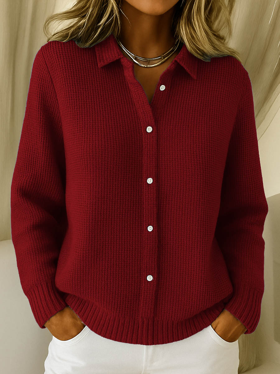 Women's Timeless Button-Front Knit Cardigan – Red