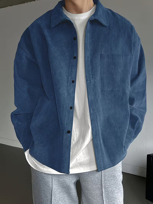 Men's Cord Long-Sleeve Everyday Jacket – Blue