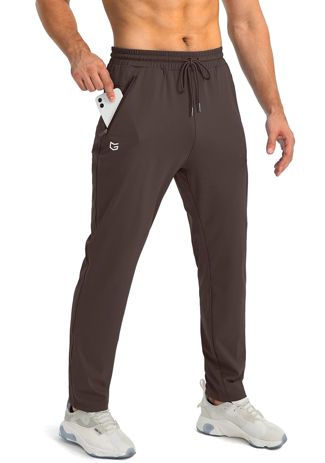 Men's Slim-Tapered Stretchy Joggers – Dark Brown