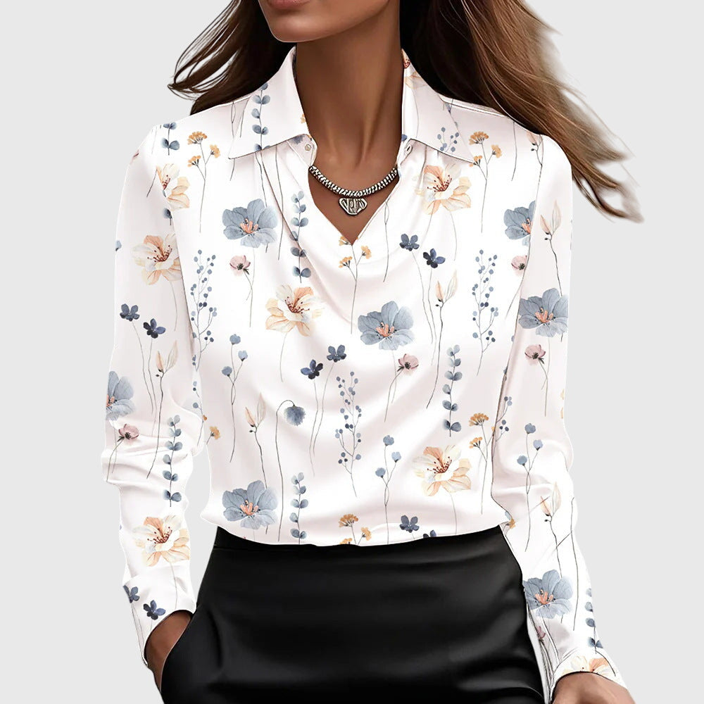 Women's Satin-Finish Cowl-Neck Blouse – view 9