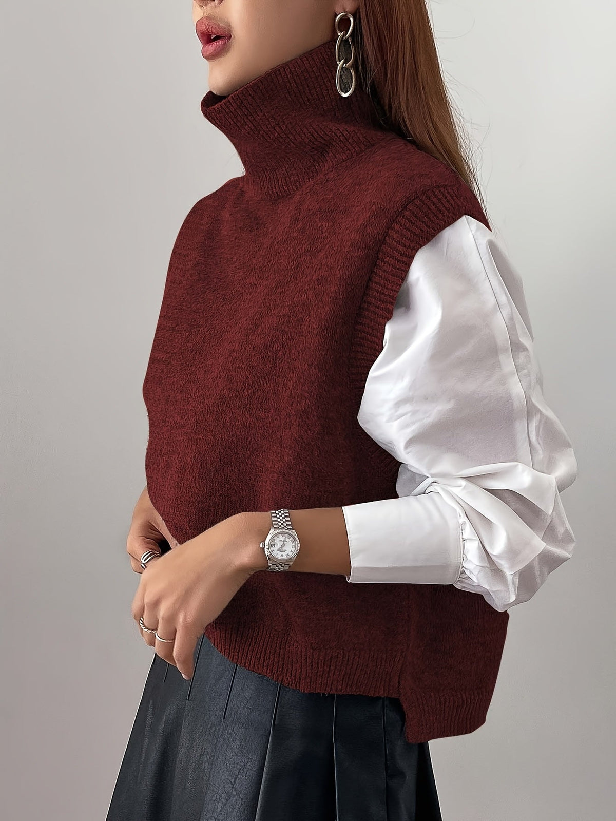 Women's High-Neck Knit Sweater Vest for Weekends – view 4
