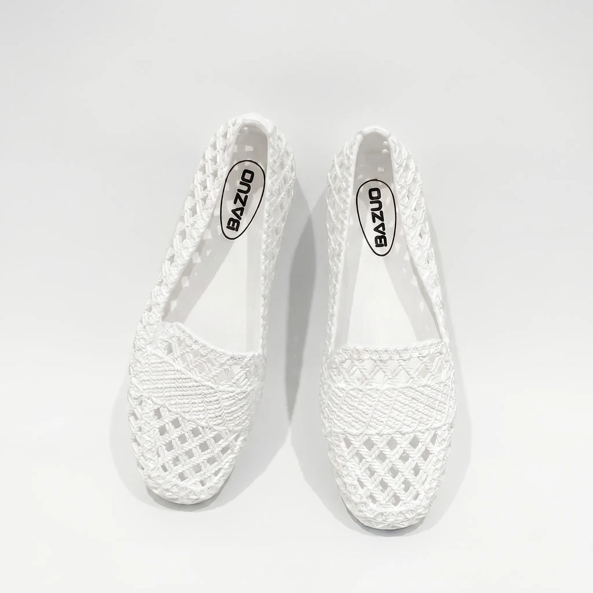 Women's Woven Cutout Flats for Layering – White